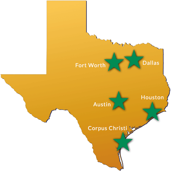 Markets Served By Superior Landscapes - Fort Worth, Dallas, Austin, Houston, Corpus Christi